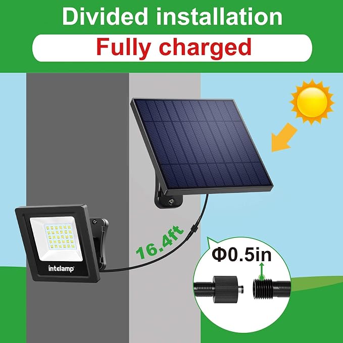 intelamp Solar Lights Outdoor, 4400mAh Solar Powered Flood Lights, Security - Image 8