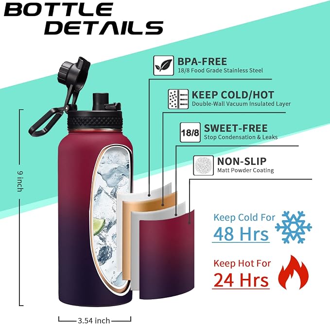 32OZ Insulated Water Bottle - Image 4