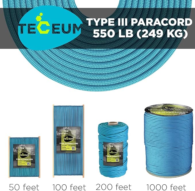 TECEUM 5/32" Paracord Rope 1000 – 1000ft / 200ft / 100ft / 50ft – Tactical - Image 9