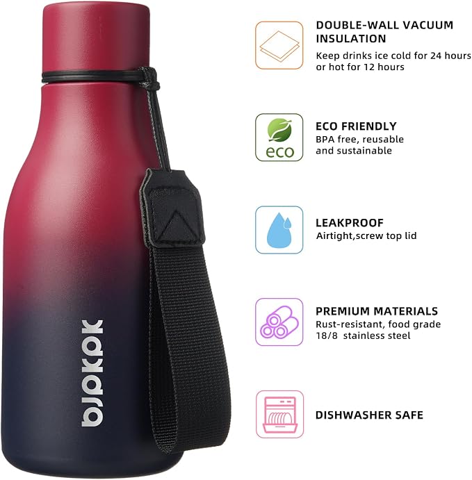 BJPKPK Insulated Water Bottles, 12oz Stainless Steel Metal Water Bottle - Image 2