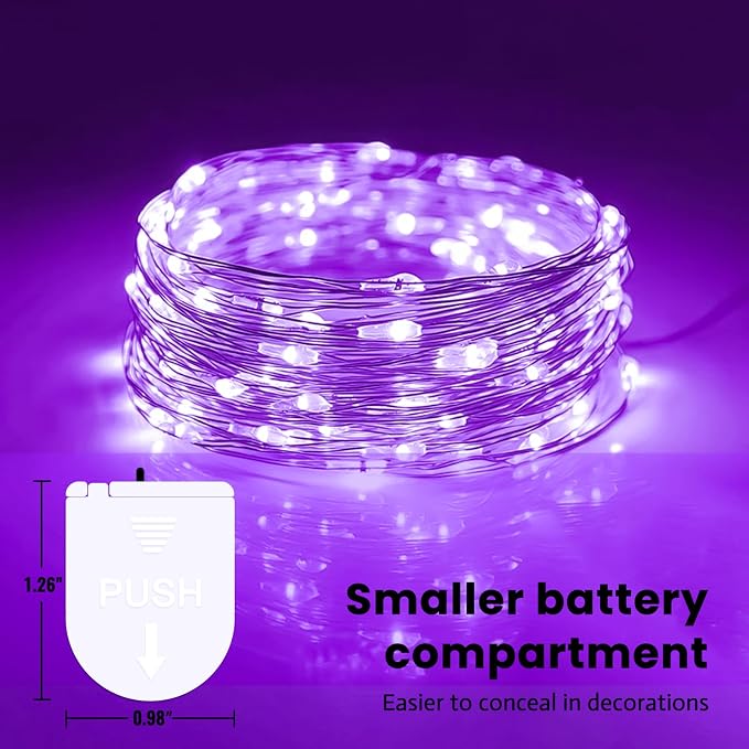 ZSJWL 30 Pack Purple Fairy Lights Battery Operated, 7Ft 20LED Mini String Light - Image 2