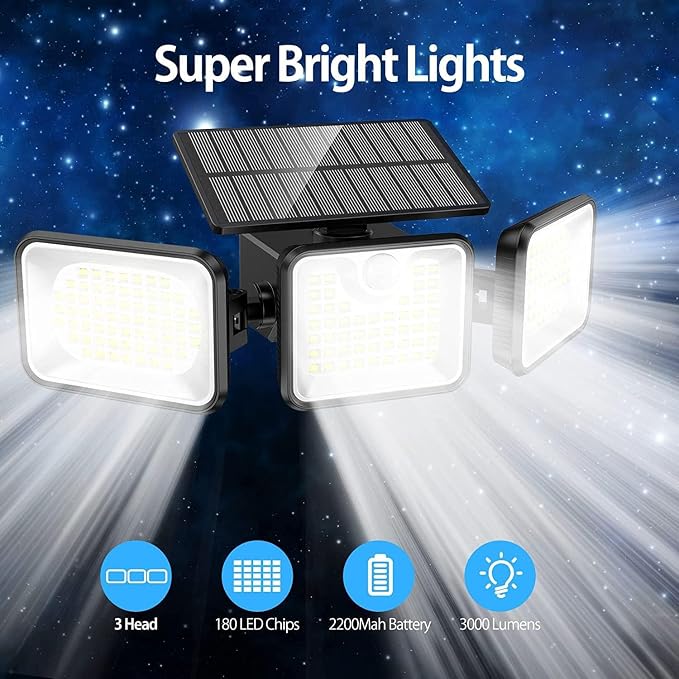 2 Pack 180 LED Solar Flood Light Outdoor, Motion Sensor Outdoor Lights - Image 8