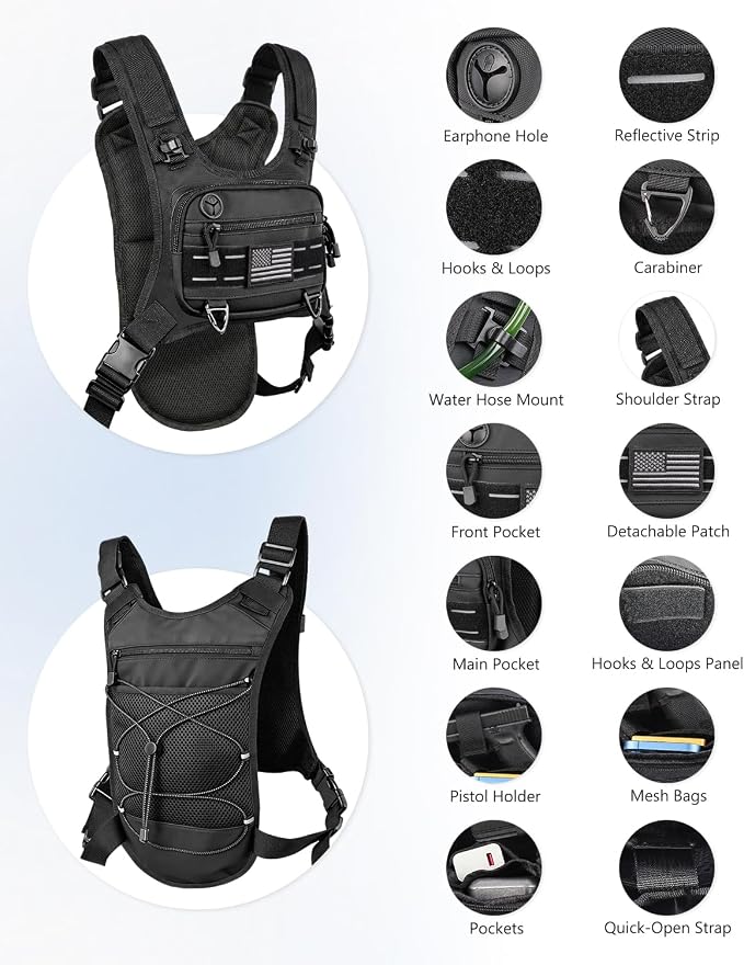 Running Vest with 2L Water Bladder, Lightweight Chest Pack Hydration Backpack - Image 2