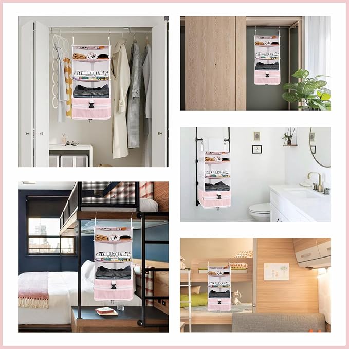 Surblue Hanging Closet Storage Bag Collapsible 3-Shelf Washable Oxford Fabric - Image 7