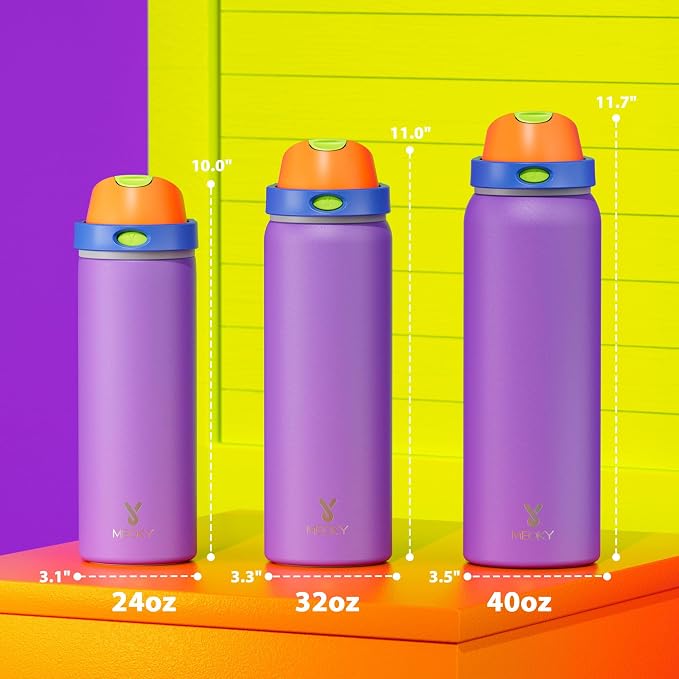 24 oz Insulated Water Bottle for Women: Meoky Stainless Steel Metal Water Bottle - Image 3