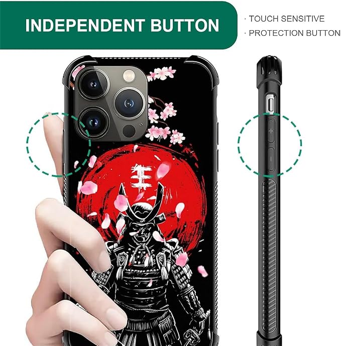 for iPhone 14 Pro Max Case, Sakura Japanese Samurai Pattern Graphic Design Girl - Image 5