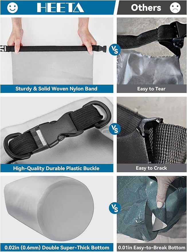 HEETA Waterproof Dry Bag for Women Men, 5L/10L/20L/30L/40L Roll Top Lightweight - Image 6
