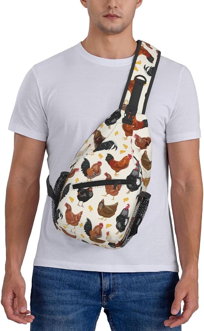 Funny Rooster Print Crossbody Sling Bags - Image 6
