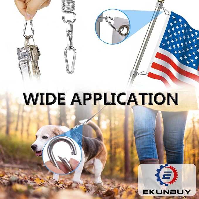 Spring Snap Hooks, 304 Stainless Steel Metal Clip Heavy Duty Rope Connector - Image 5