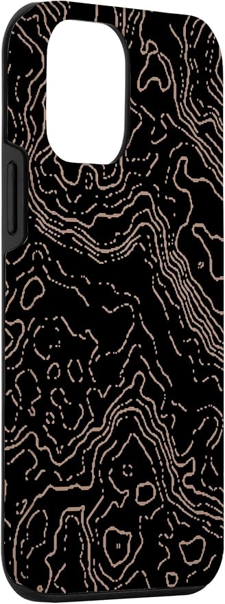 Topography Black & Brown Abstract Pattern Topographic Map Case - Image 3