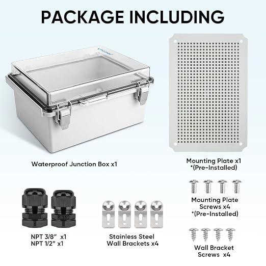 TICONN Outdoor Electrical Box Waterproof, Junction Box IP67 ABS Plastic - Image 6
