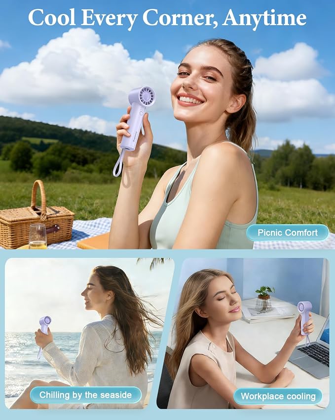 Portable Handheld Fan with Power Bank, 3 IN 1 USB Rechargeable Mini Personal - Image 5