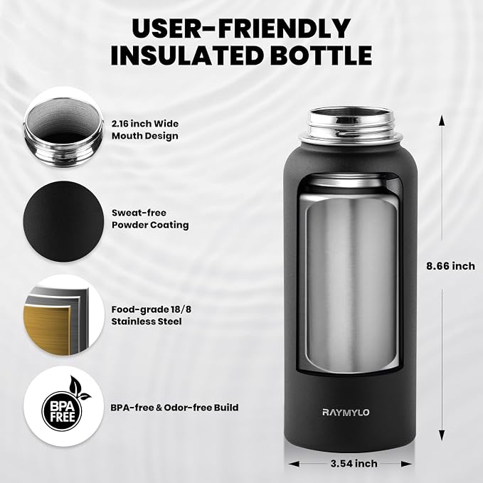 RAYMYLO Insulated Water Bottle 32 oz, Triple Wall Vacuum Stainless Steel - Image 5