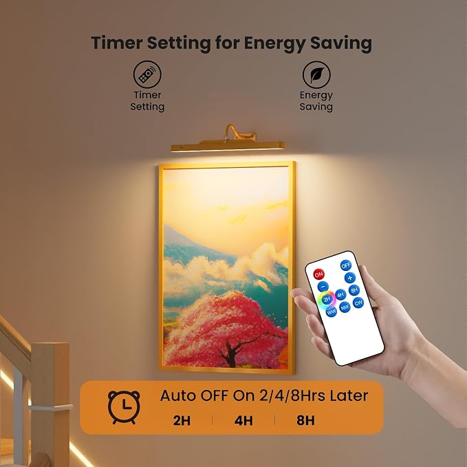 Picture Light Battery Rechargeable, 3 Color Modes and Dimmable Classic Art - Image 8
