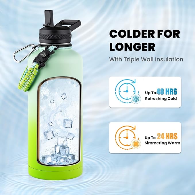RAYMYLO Insulated Water Bottle 87 oz, Triple Wall Vacuum Stainless Steel - Image 2