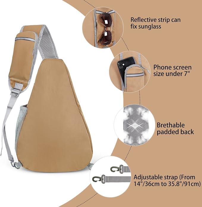 ZOMAKE Sling Bag, Small Crossbody Sling Backpack, Water Resistant Shoulder - Image 4