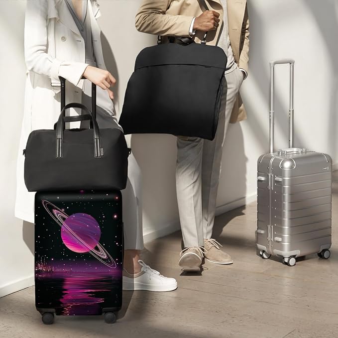ANNA QUEEN Cosmic Purple Saturn Luggage Cover-Stretchable, Water Resistant & - Image 8
