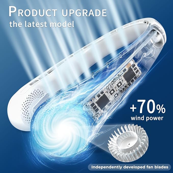 FrSara Neck Fan, Bladeless Neck Fan, Upgraded 4000mAh, Long Endurance, Upgraded - Image 2