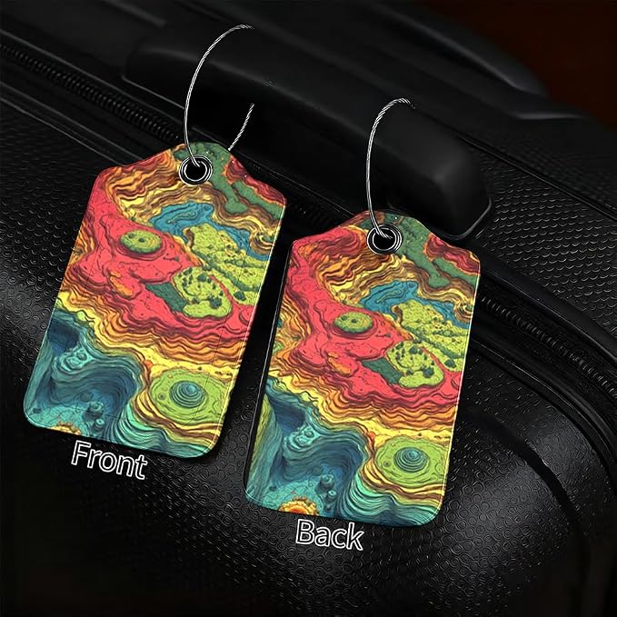 2Pcs Topographic Art Luggage Tags - Image 2