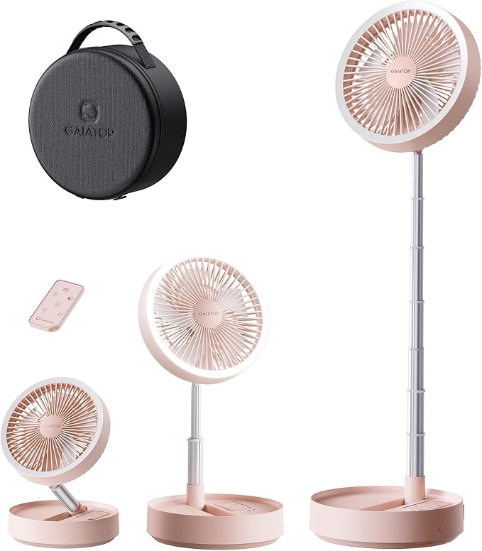Gaiatop Portable Pedestal Fan 16000mAh Battery, Foldable Oscillating Standing by GAIATOP