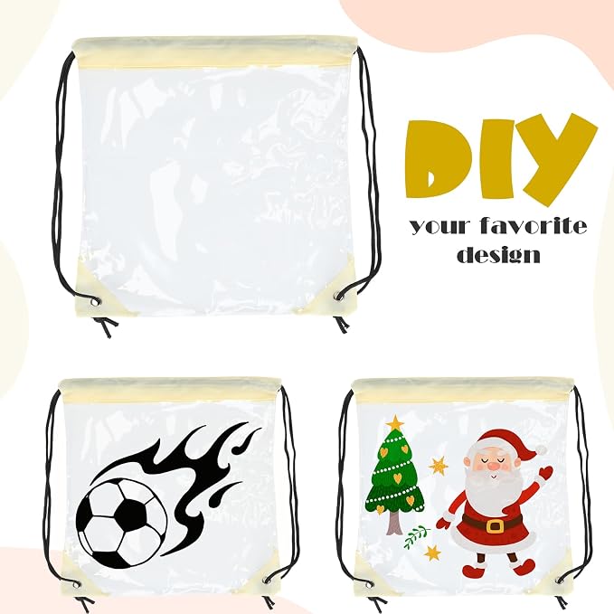 Shappy 30 Pcs Clear Drawstring Backpack, Plastic Waterproof Transparent Stadium - Image 6