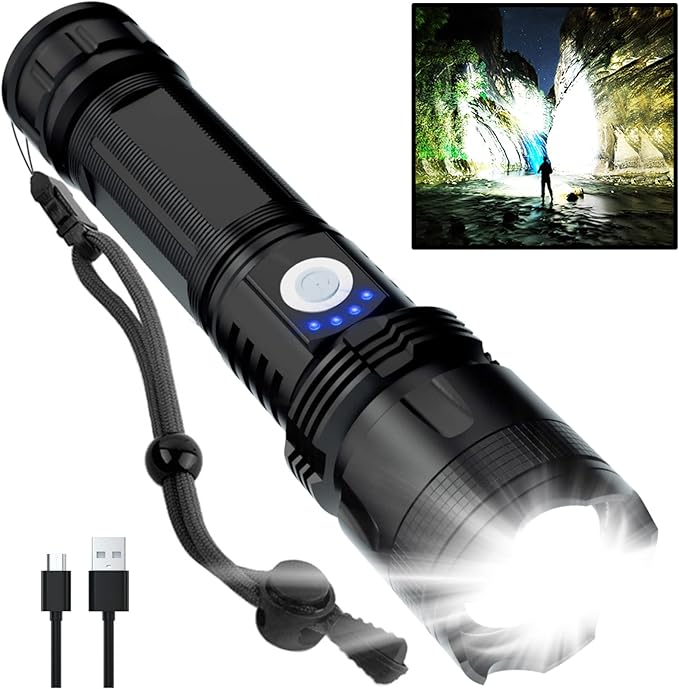 BERCOL Rechargeable Flashlights High Lumens, 90000 Lumens Super Bright LED by BERCOL