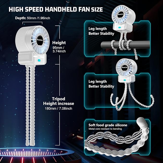 2 Pack Multifunctional Portable Stroller Fan 4 Speed 6600rpm High Speed Usb - Image 5