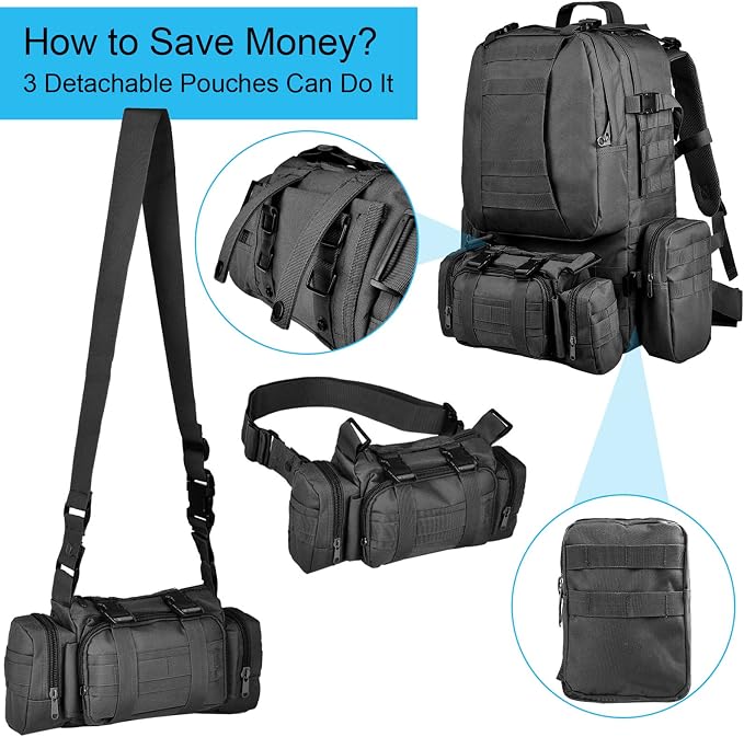 CVLIFE Tactical Backpack Military Army Rucksack 60L Large Assault Pack - Image 3