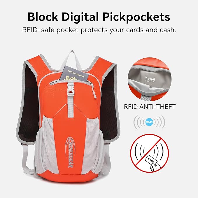 16L Small Hiking Backpack, CROSSGEAR Lightweight Waterproof Foldable Backpack - Image 5