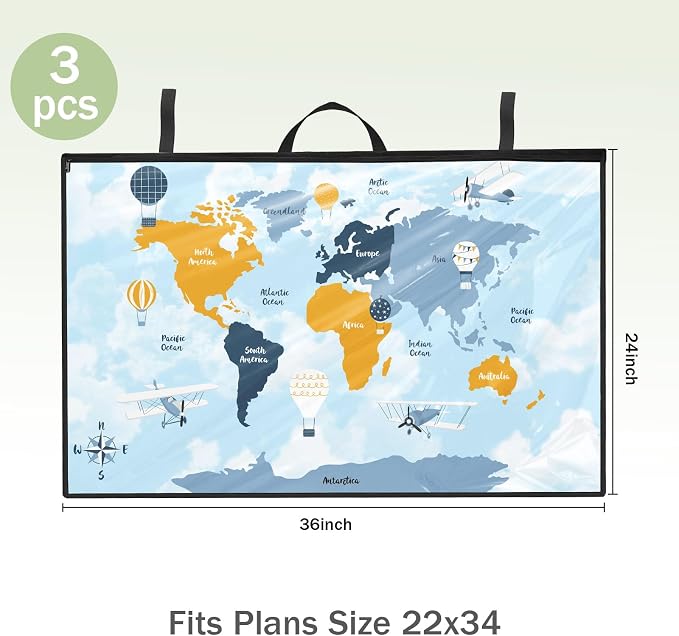 Tanlade 3 Pcs Blueprint Holder Foldable Waterproof Plans Shield Waterproof Map - Image 3
