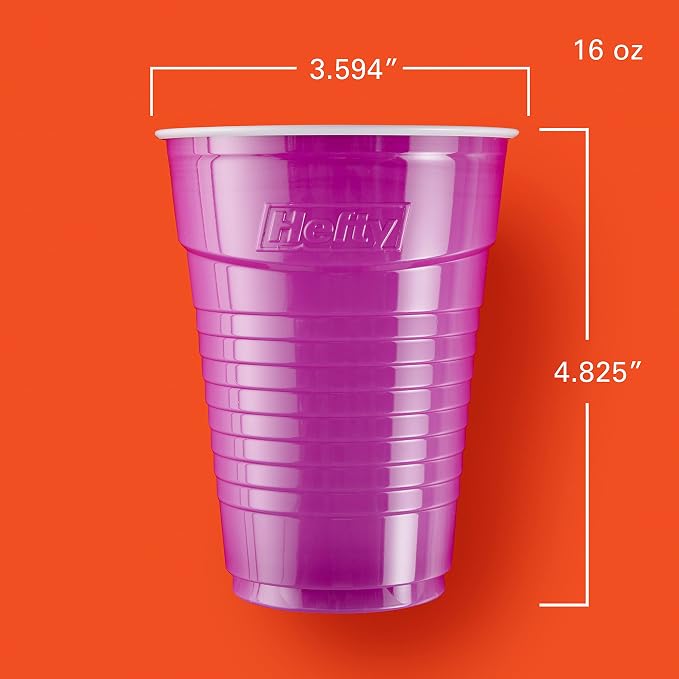 Hefty Party On Disposable Plastic Cups, 16 Ounce - Image 2