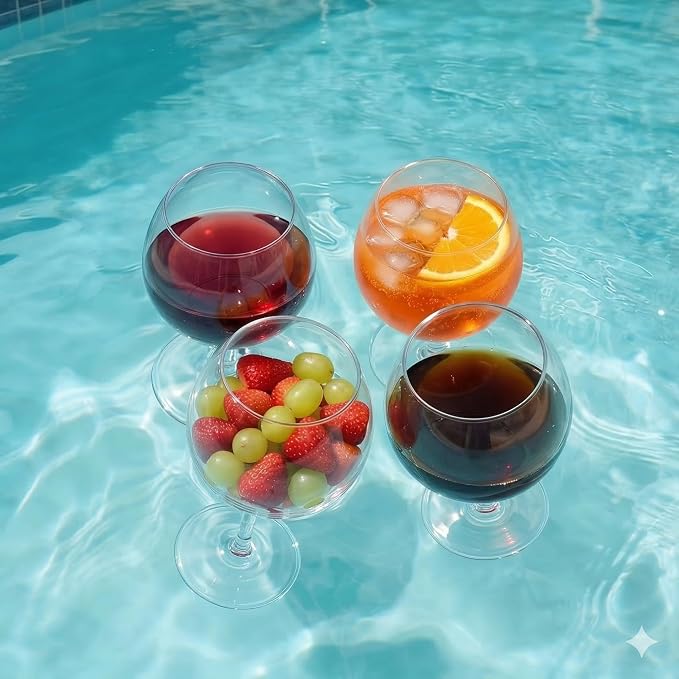 Goodluck Floating Pool Wine Glasses Set of 4, 18oz Tritan Shatterproof Stemware - Image 5