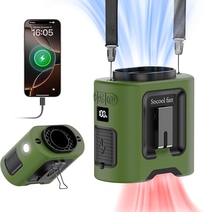 Socool 14500mAh Portable Waist Fan Clip on Belt 360 Rotation Wearable by Socoolfancoolinhand