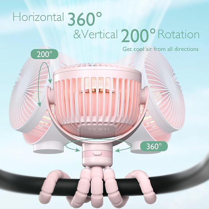 Momcozy 8000mAh Portable Stroller Fan, 27H Ultra-long Battery Life Detachable 4 - Image 7