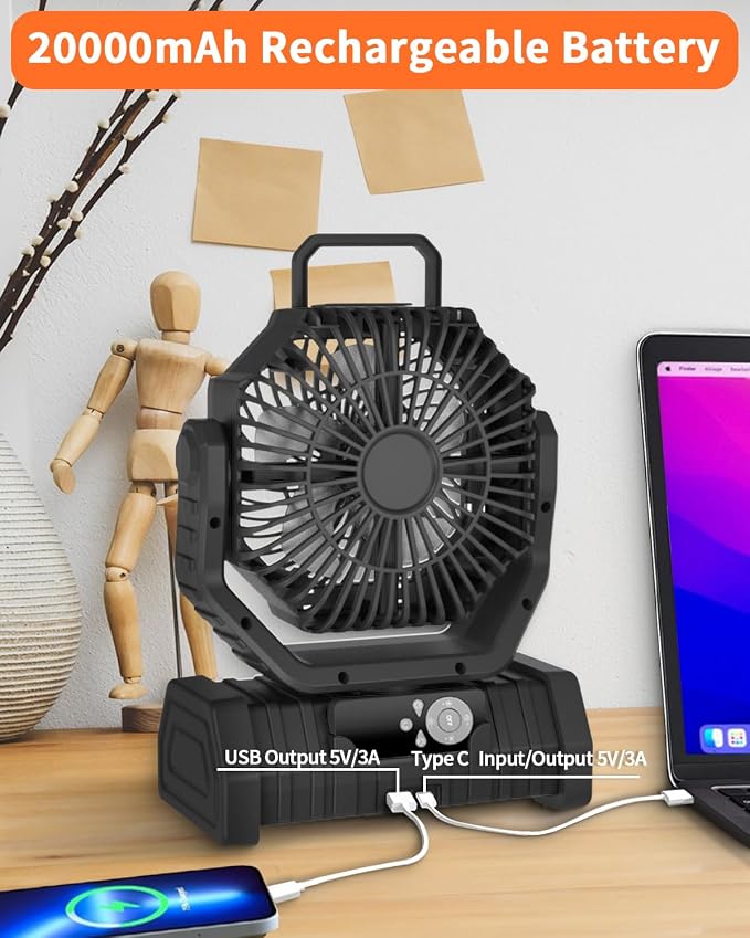 ADUST Portable Camping Fan Battery Powered Operated - Image 7