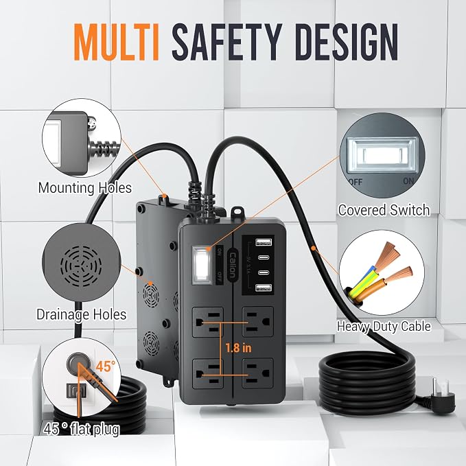 10FT Outdoor Waterproof Power Strip Surge Protector - Image 6