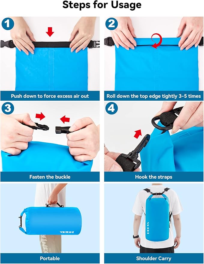 HEETA Waterproof Dry Bag for Women Men, 5L/10L/20L/30L/40L Roll Top Lightweight - Image 4