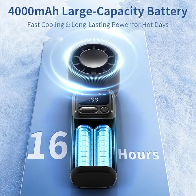 Lerat Portable Handheld Turbo Fan, 5-Speed High Power Mini Fan, 4000mAh - Image 2