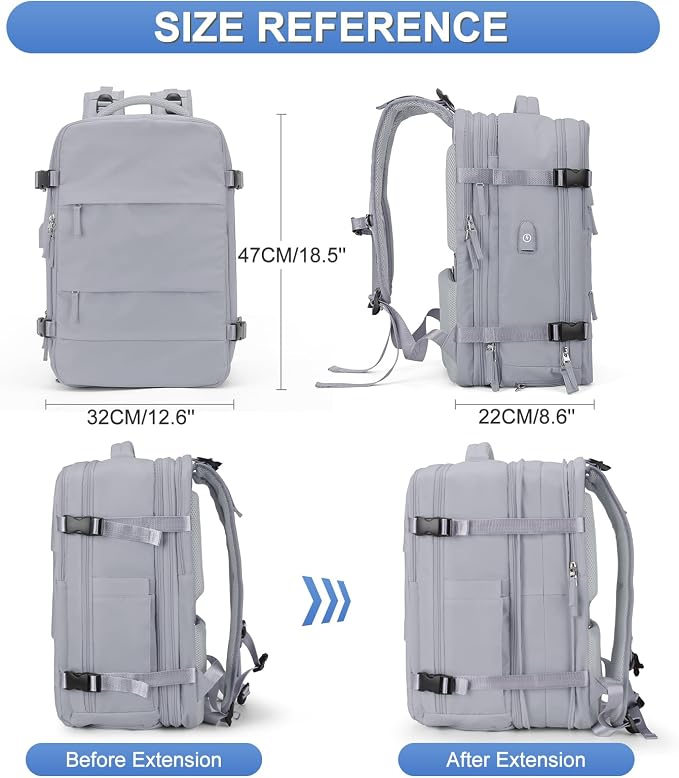 coofay Expandable Backpack For Traveling On Airplane Carry On Backpack Flight - Image 4