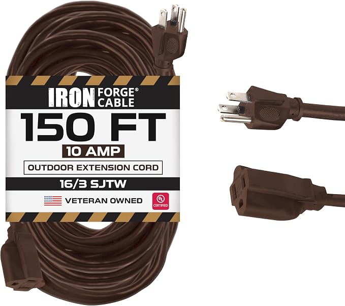 Iron Forge Cable Outdoor Brown Extension Cord 150 ft by IronForgeCable