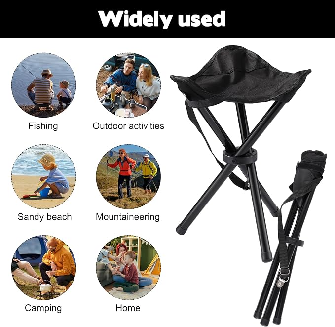 Travel Folding Camping Stool, 14.6 inches Lightweight Outdoor Tripod Chair and - Image 5