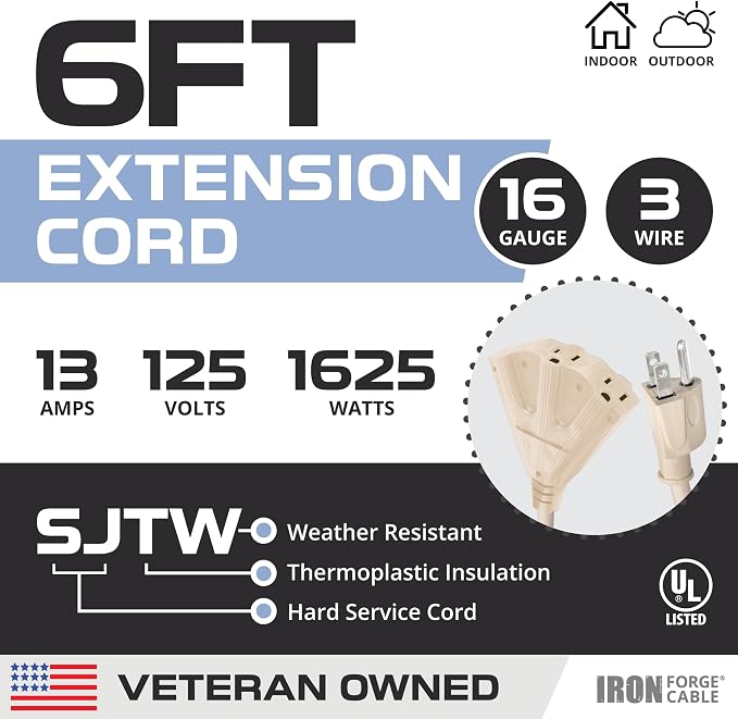 Iron Forge Cable Weatherproof 6 Ft Outdoor Extension Cord - Image 2