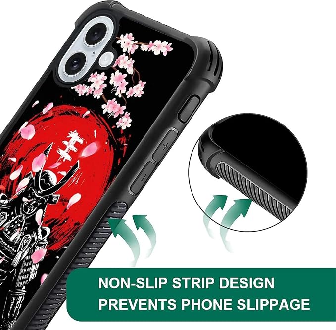 for iPhone 16 Plus Case, Sakura Japanese Samurai Pattern Graphic Design Girl - Image 6