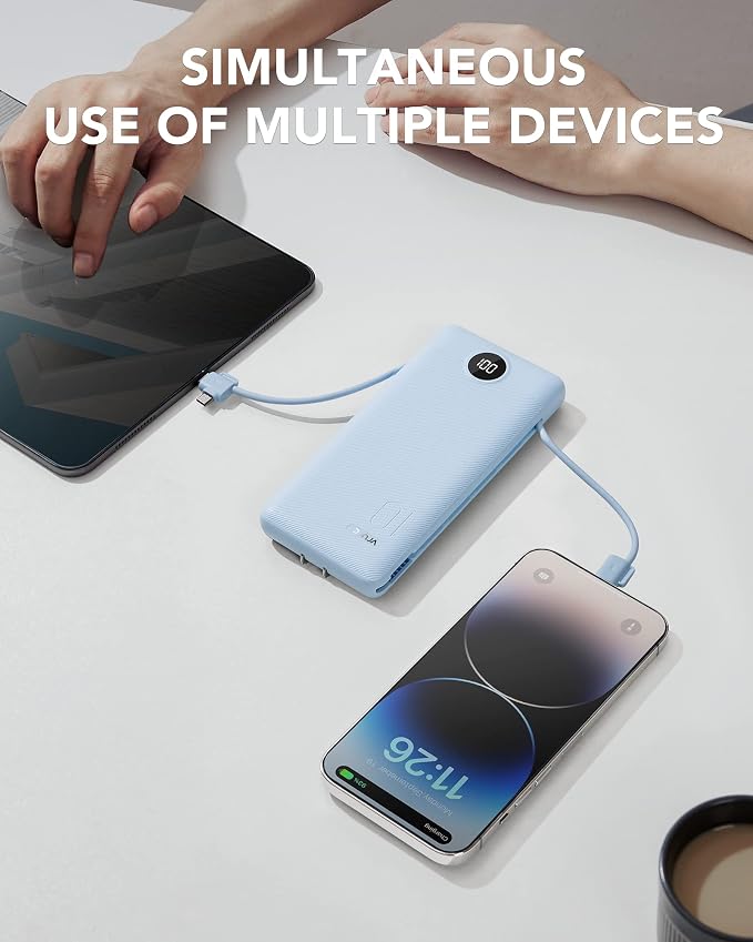 VRURC Portable Charger Built-in Cables and AC Wall Plug, USB C Power Bank - Image 7