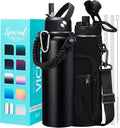 Water Bottle with Straw - 40 oz Stainless Steel Water Bottles by VICKNIY