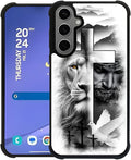for Samsung Galaxy S24 S25 Plus Case, Lion Cross Jesus Christ Dove Pattern by FKBRCL4U