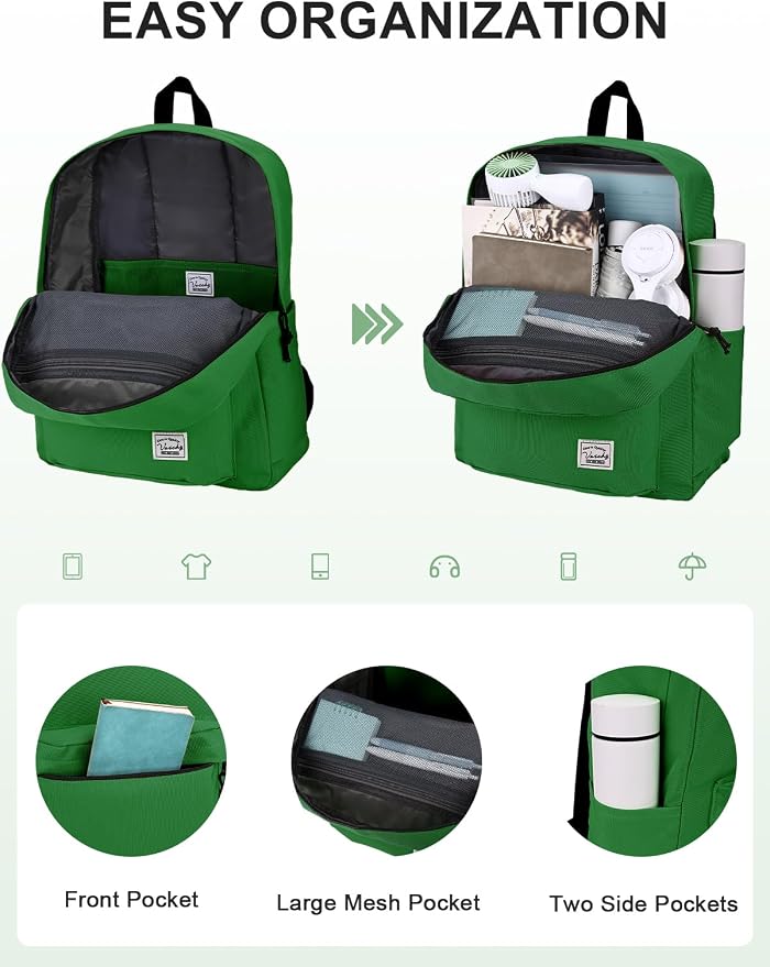 VASCHY Lightweight Backpack for School, Classic Basic Water Resistant Casual - Image 4