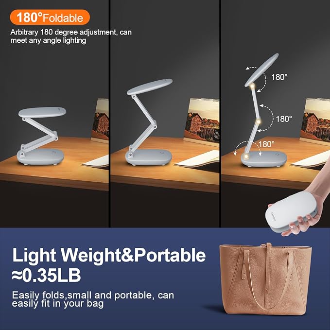 Akejrym LED Desk Lamp for Office Home & Battery Operated Lamp Rechargeable Lamp - Image 3