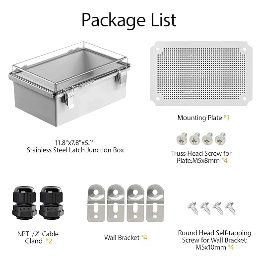 LeMotech Electrical Box, IP67 Waterproof Hinged Clear Cover Stainless Steel - Image 9