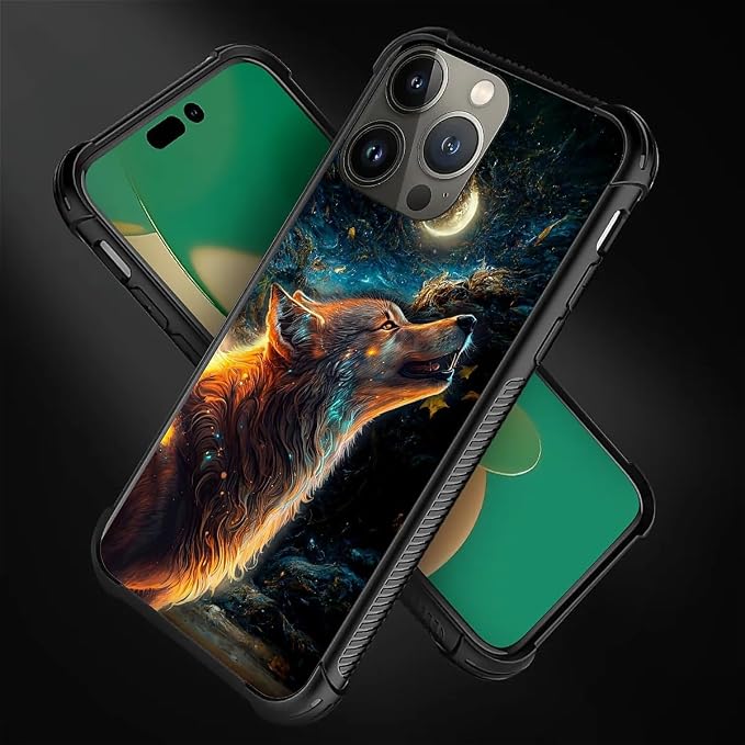 for iPhone 13 Pro Case, Star Cave Hungry Wolf Pattern Graphic Design Girl Boy - Image 5